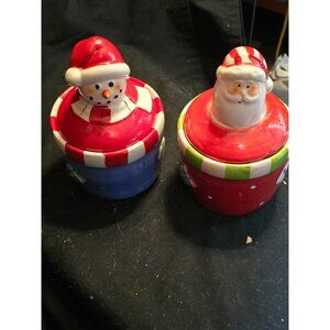 Santa & Snowman Ceramic Holiday Cookie Jars By Royal Norfolk